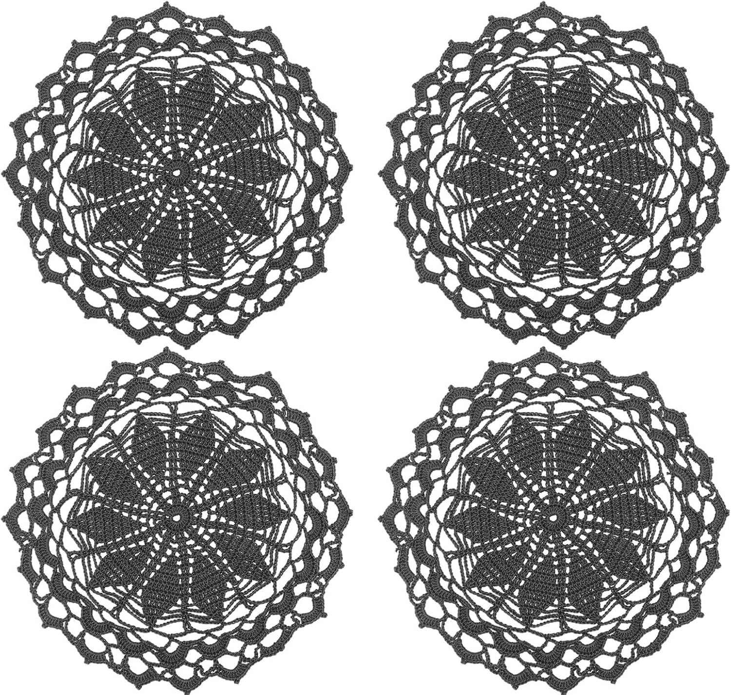 SUNONE11HKA 12 Inch Lace Crochet Doilies Table Placemat Washable Kitchen Round Leaves Decor Doily (4, Blue)