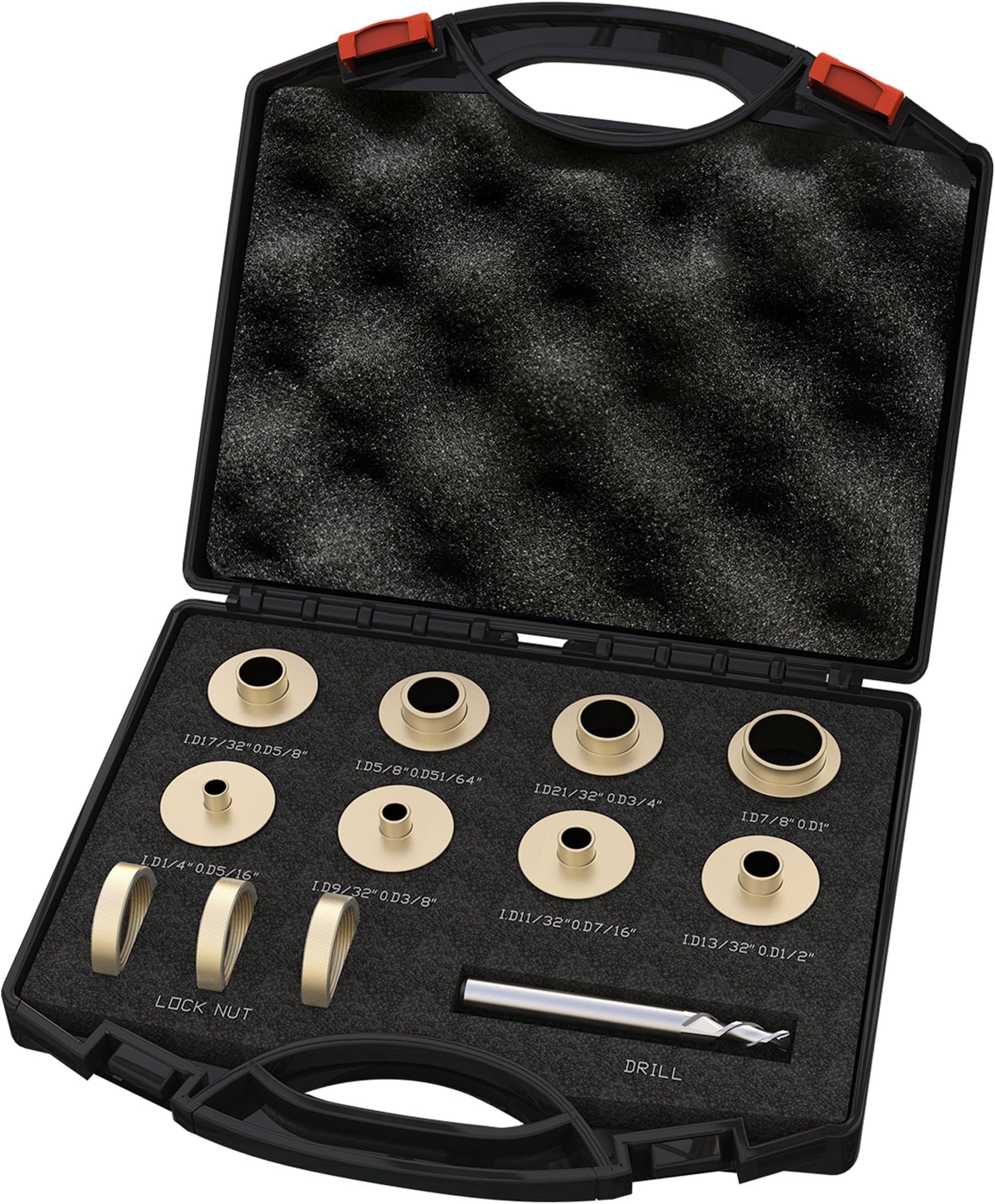 inBovoga 12 Pcs Precision Brass Router Template Bushing Guides Sets and 1/4" Shank Woodworking Router with Carrying Case, Fits Porter Cable Style Router Sub Bases