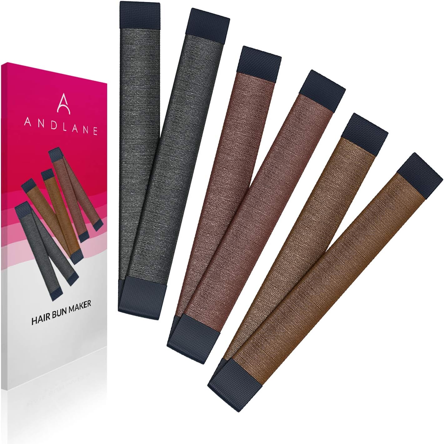 Hair Bun Maker French Twist Hair Fold Wrap Snap by Andlane (1 Black, 1 Brown, 1 Light Brown)
