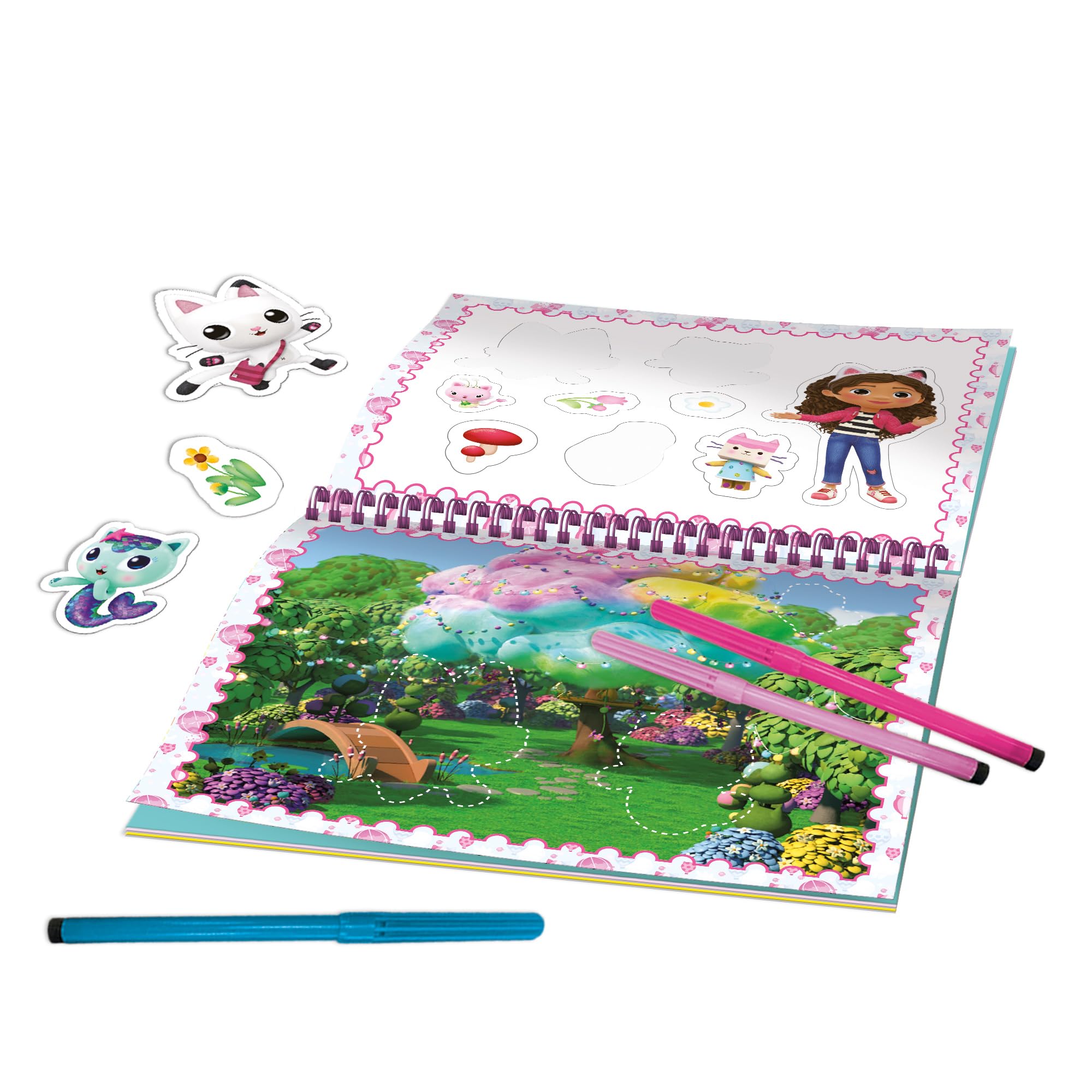 Lisciani, GABBY'S DOLLHOUSE, PURR-IFIC Colouring & Drawing Book For Children From 3 Years, 30 Customisable Pages - Image 2