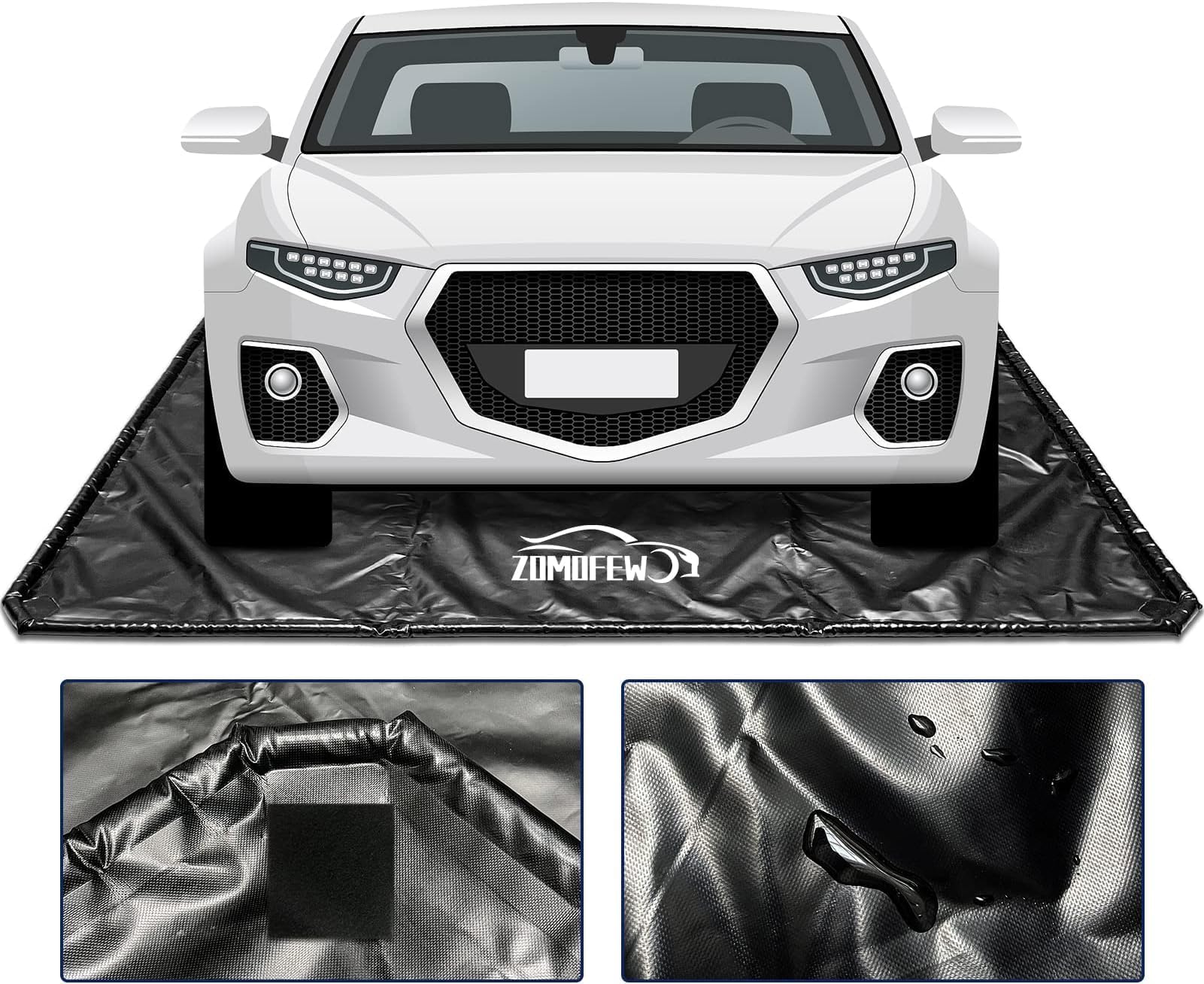 Containment Mat, Non-Slip Garage Floor Mat, Heavy Duty Waterproof Containment Mat for Snow Ice Water and Mud (7'9" x 16')