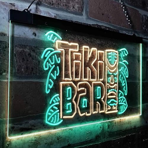 Miniatura 3 de Tiki Bar Mask Beer Pub Club Wine Letrero de neón LED de doble color, verde y amarillo, 16 x 12 pulgadas st6s43-i3139-gy