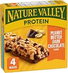 Barres de protéines NATURE VALLEY Beurre de Cacahuète et Chocolat Noir, Barres de collation, Barres Granola, Fabriquées avec de véritables cacahuètes, Source de protéines, Paquet de 4 barres de protéines