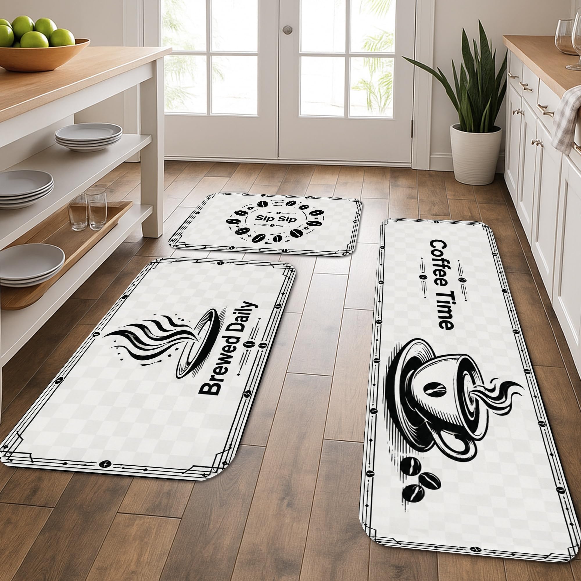 Tapis de cuisine vintage pour évier et buanderie, lot confortable lavable toute l'année
