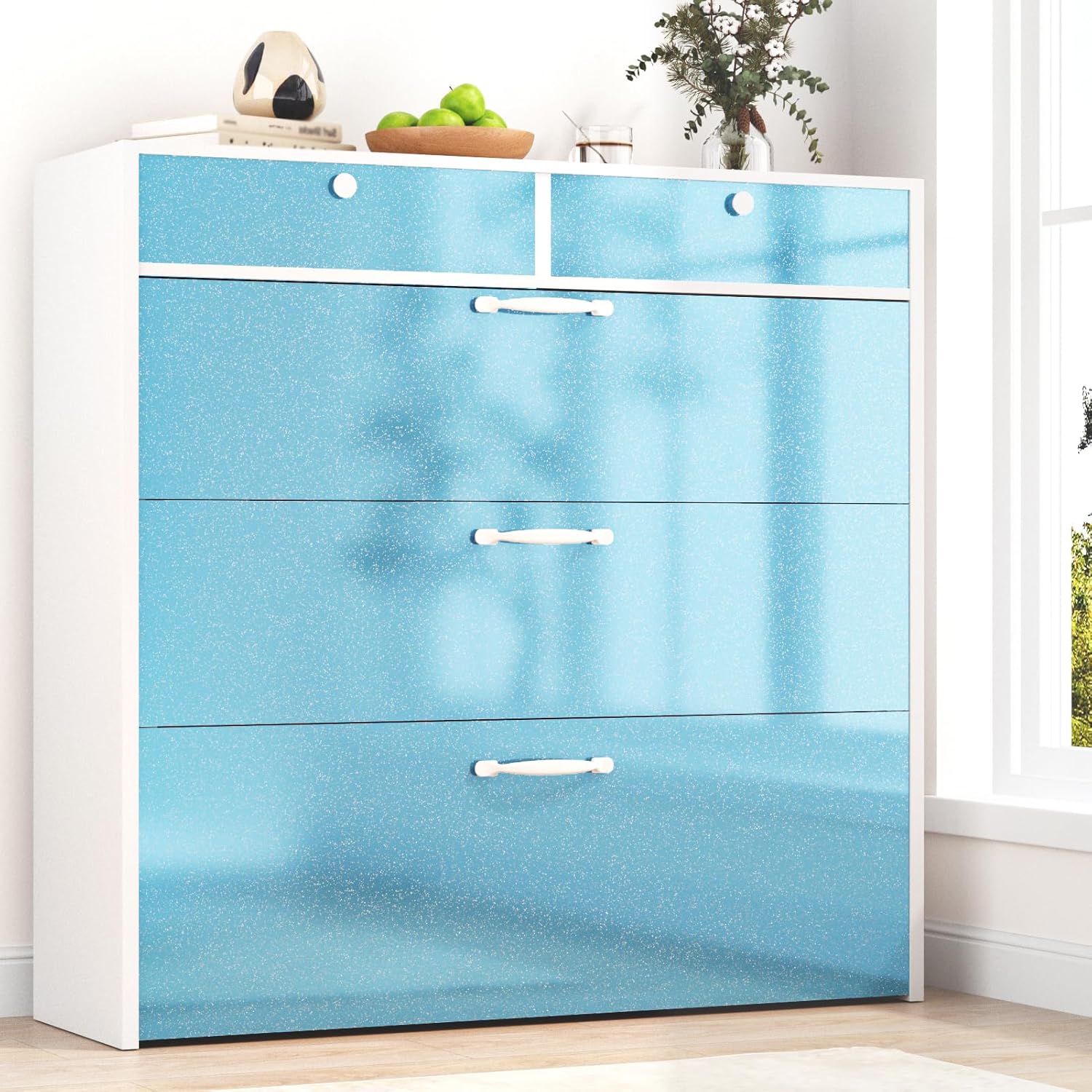 Light Blue Contact Paper Peel and Stick for Walls Glossy Blue Wallpaper Self Adhesive Waterproof Countertop Contact Paper for Desk Bedroom Cabinets Kitchen Countertop Vinyl Roll 15.7"×78.7"