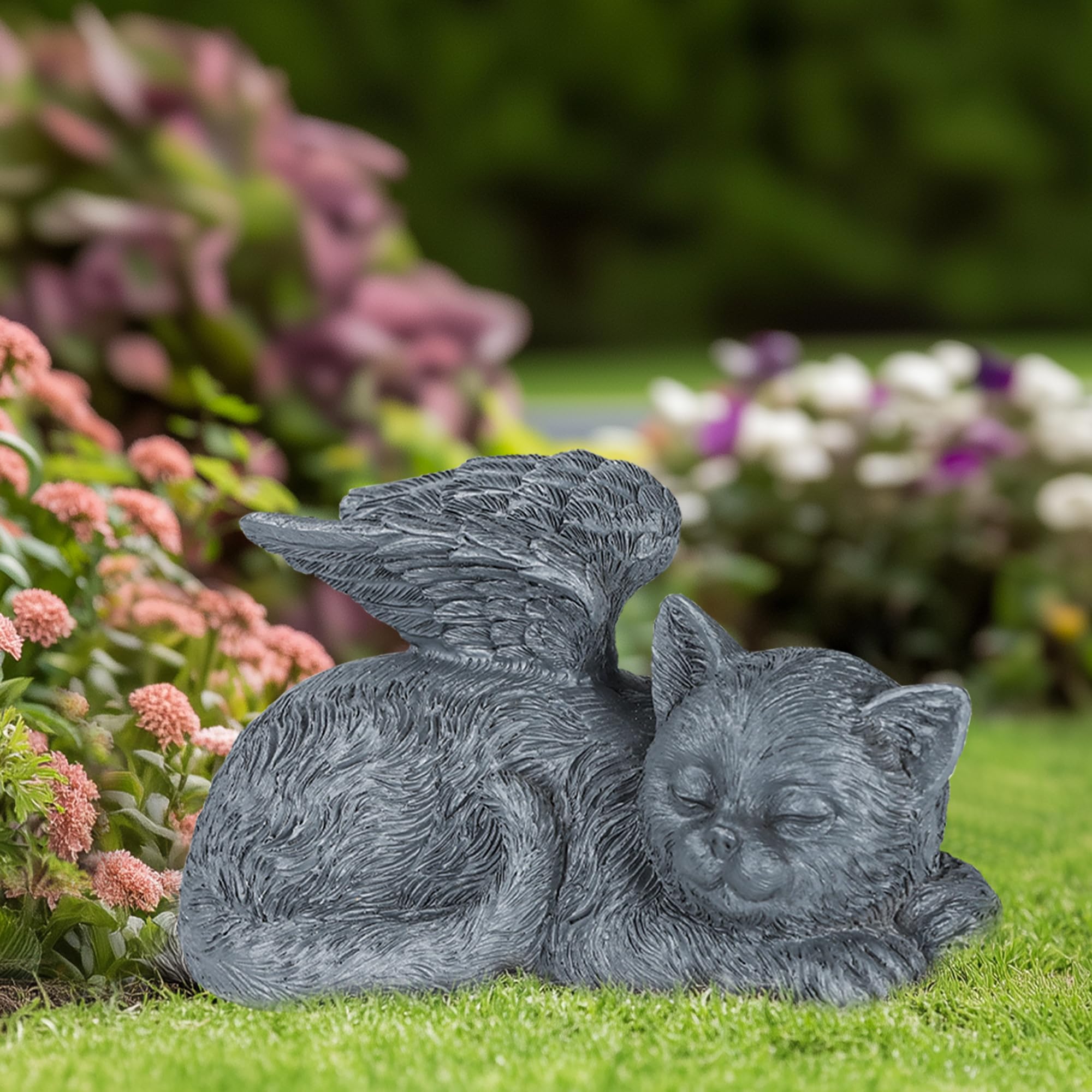Gatto Monumento Pietra Commemorativa Tomba Pennarello Tributo Statua Indoor Memorial Resina