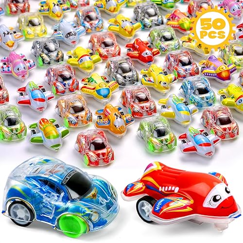 Buauty 50 Pcs Toy Cars Mini Pull Back Cars, Party Favors for Kids, Small Racing Car Carnival Prizes Classroom Rewards, Pinata Stocking Goodie Bag Stuffers Birthday Toys for Girls Boys Toddler