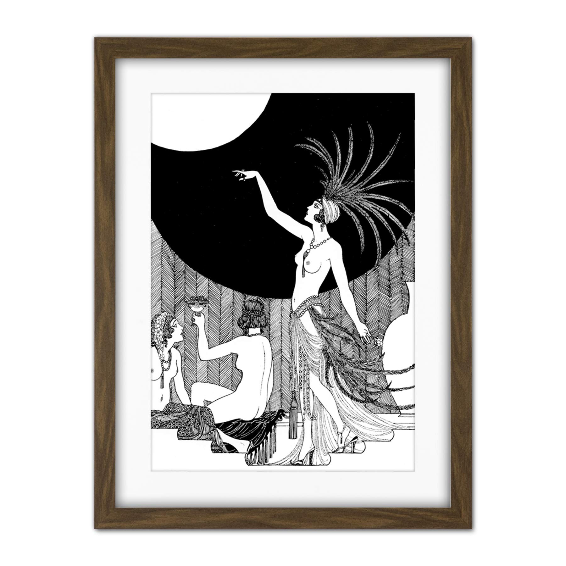 Wee Blue Coo Art Deco Harem Portrait Artwork Framed Wall Art Print 18X24 Inch