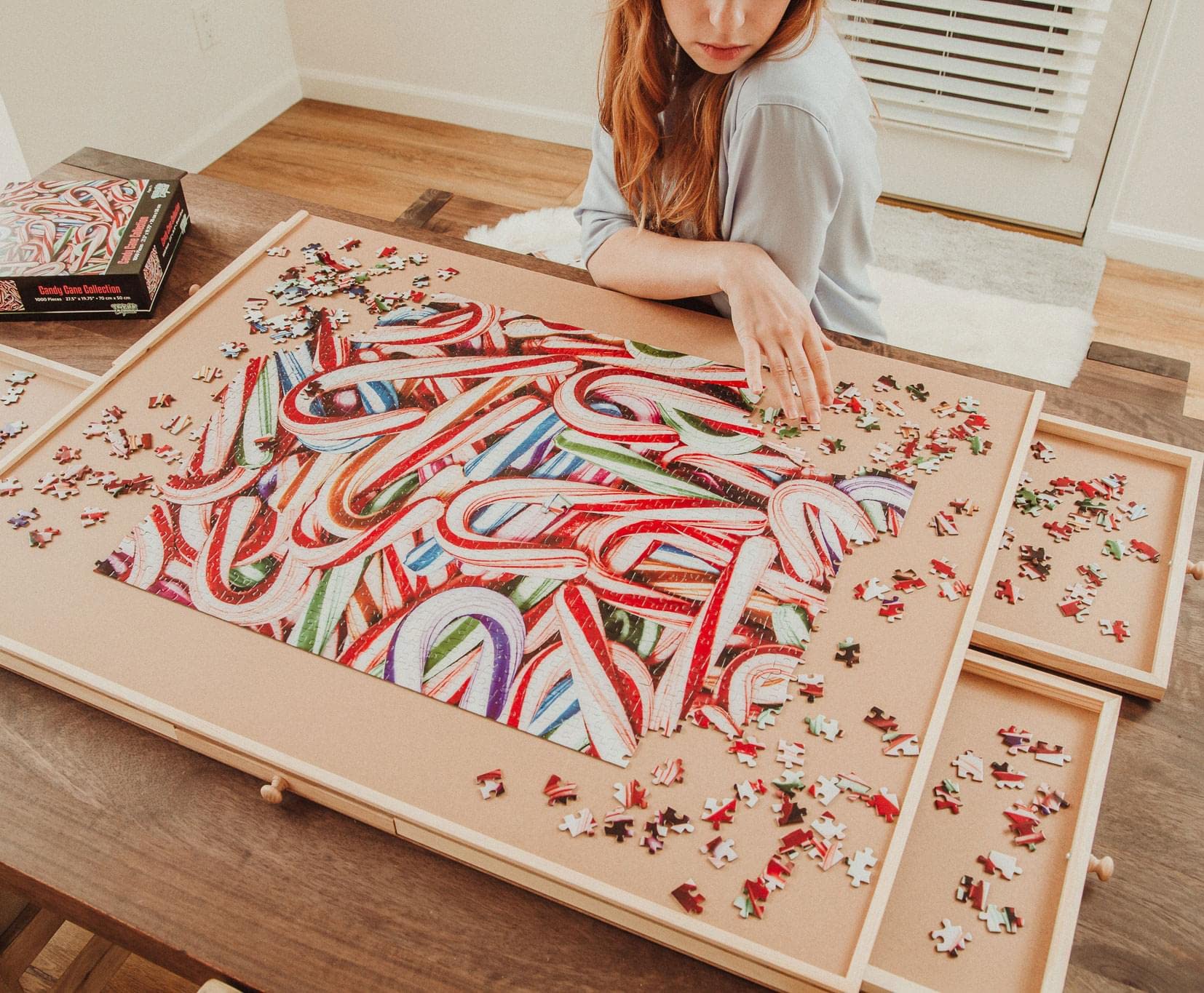 Candy Cane Collage 1000 Piece Jigsaw Puzzle, Red/White - Image 4