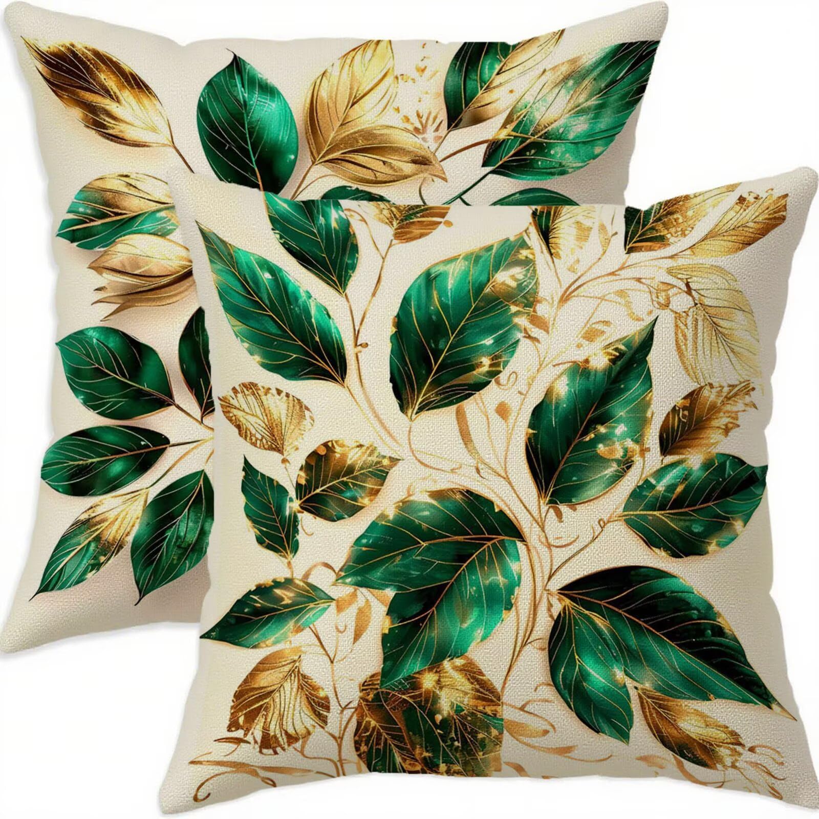 Housse coussin 65x65cm lin vintage doré lot de 2 imperméable