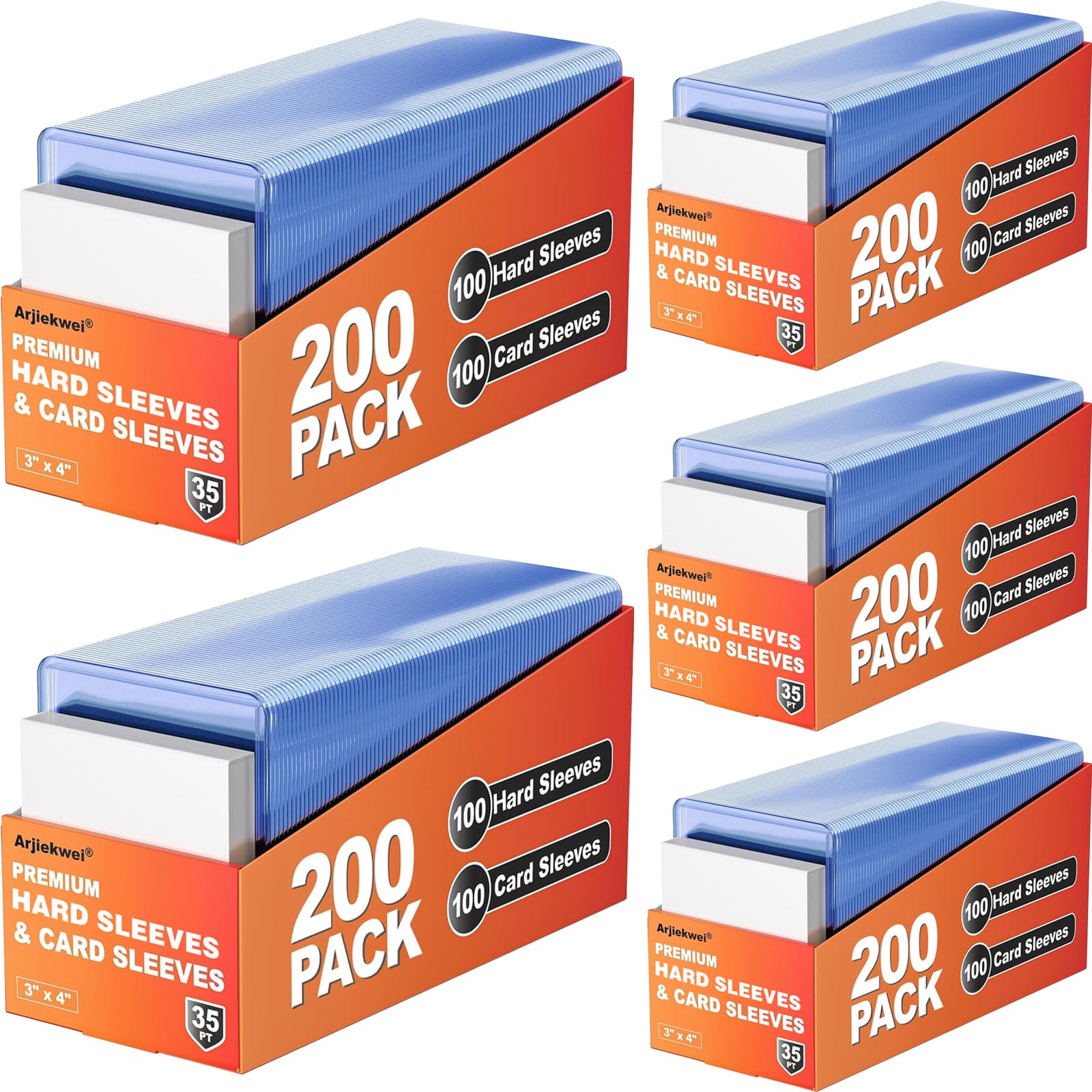 1000 Card Sleeves Hard Plastic Arjiekwei 3X4 Baseball Cards Protectors Premium Card Holder for Trading Sports Baseball Football
