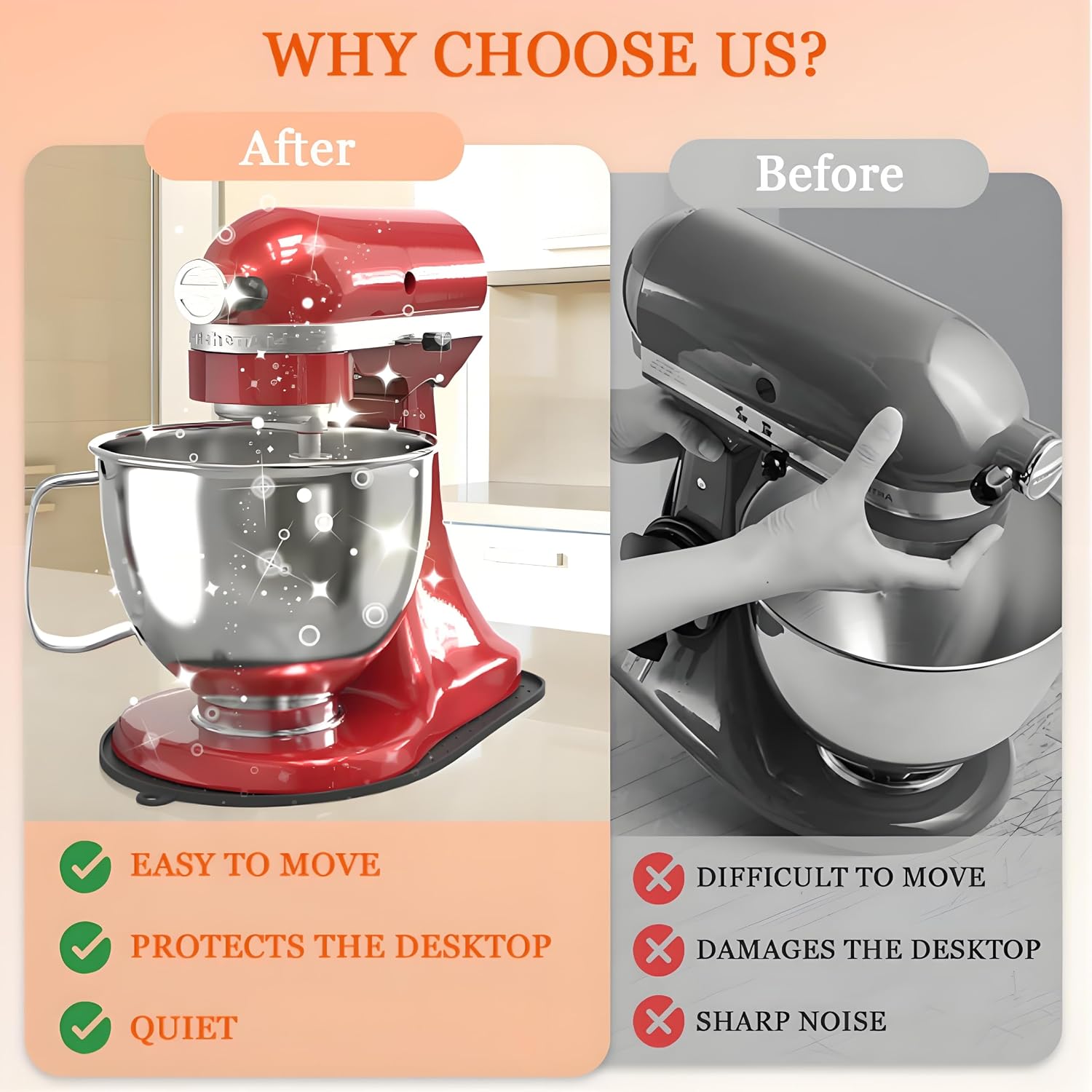 stand mixer slider，kitchen aid slider，Vertical Mixer，silicone & fabric，Countertop protection，Waterproof & Non-slip，Black