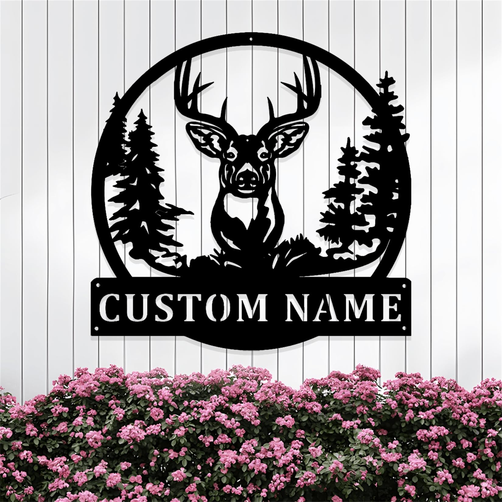 Riaeelvs Design 5 Personalized Trees Deer Metal Signs For Outdoors,Custom Forest Elk Modern House Numbers,Deer Hunter Decorations For Living Room,Entryway,Porch, Housewarming Gifts
