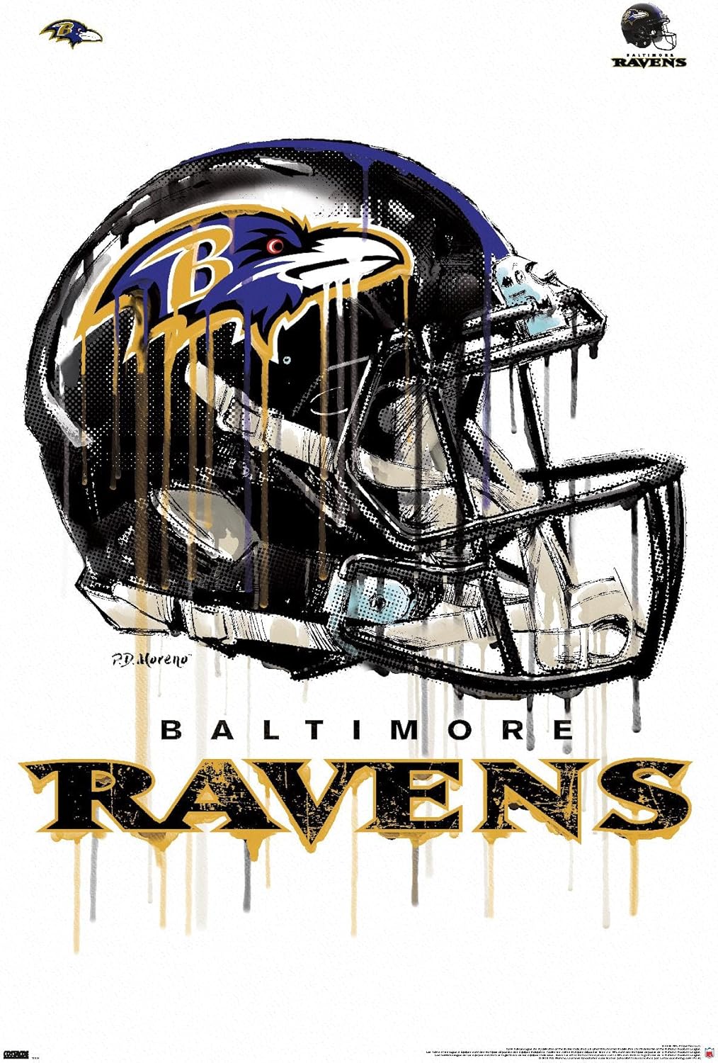Trends International NFL Baltimore Ravens - Drip Helmet 20 Wall Poster, 22.375" x 34", Premium Unframed Version