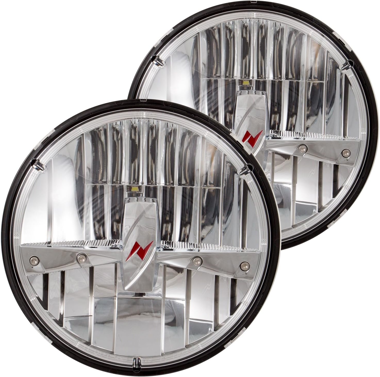 AnzoUSA 881035 Chrome 7" LED Headlight with Adapter - Pair