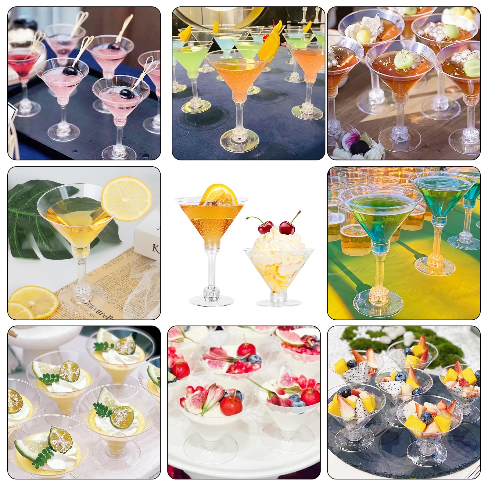 30 Pezzi Bicchieri da Martini in Plastica, 150ml/5oz Riutilizzabili Bicchieri da Margarita, Bicchiere Martini Trasparente, Bicchieri Margarita Cocktail per Compleanni, Matrimoni, Feste