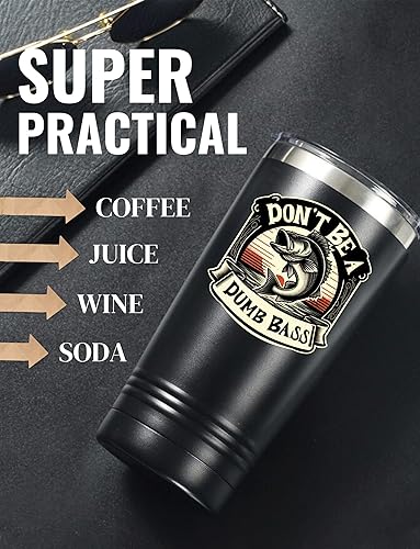 Vista 2 de Onebttl Regalos de pesca de lubina para hombres, papá, marido, vaso de acero inoxidable de 20 onzas para amantes de la pesca para Navidad