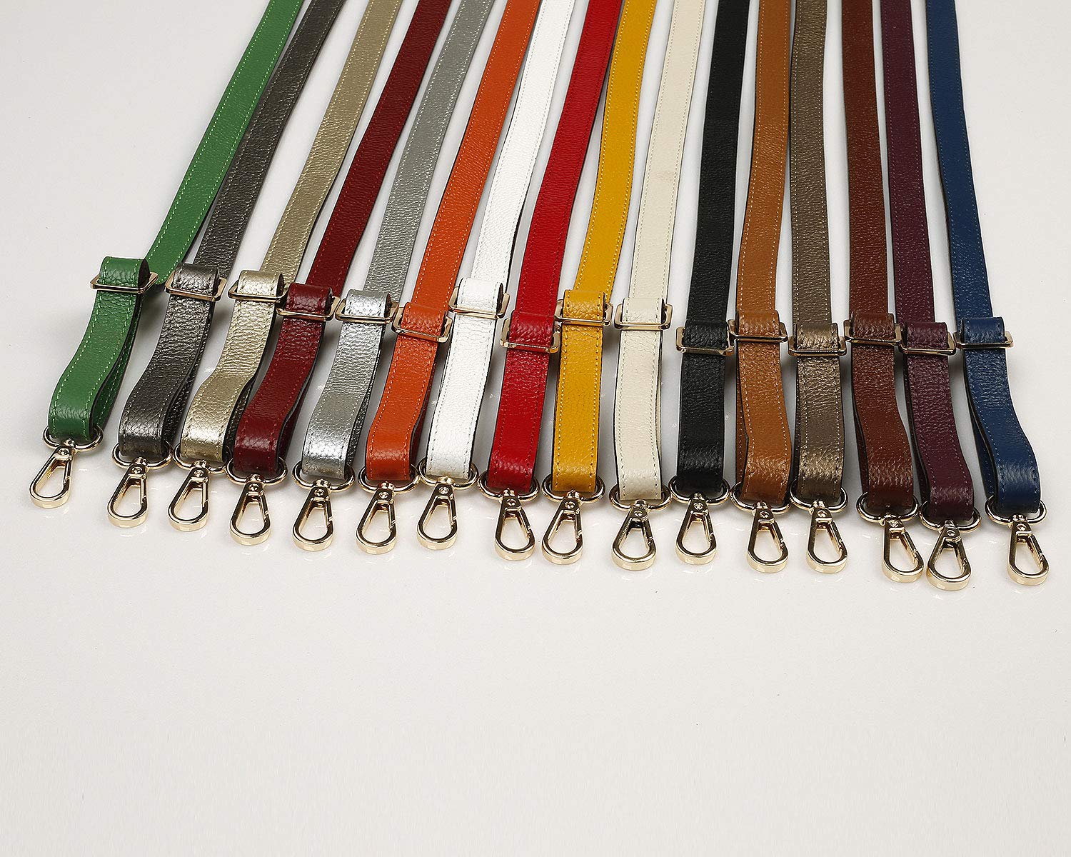 VanEnjoy Full Grain Leather Adjustable Replacement Strap Cross Body Bag Purse, 26-51 inch Gold Hardware - 1.8 CM Width (Black-Silver Metal With Tasse) (Green)