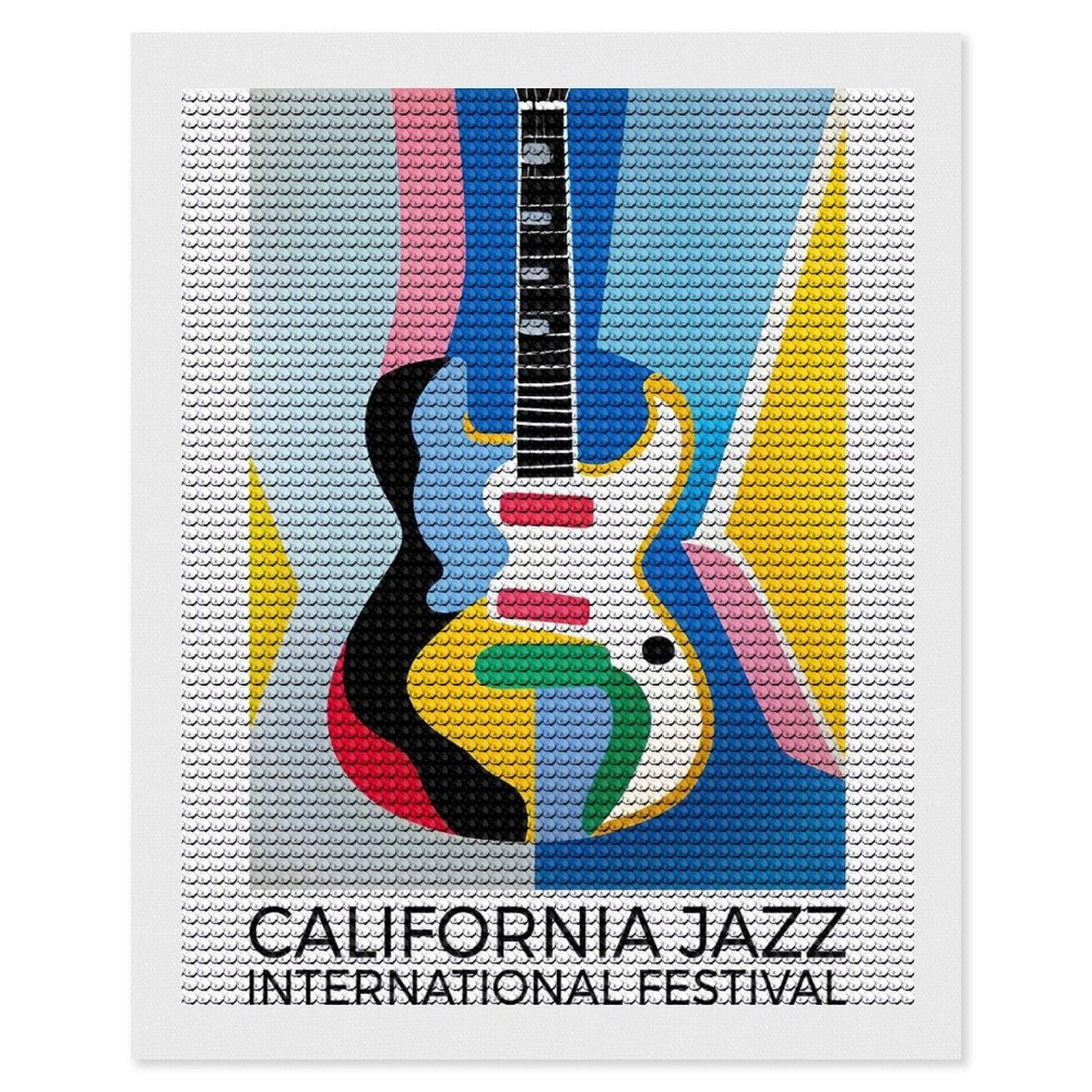 Junmoney California Jazz Festival Diamond Painting Canvas Set 16"x20", for Adults, Bedroom Decor, Good for Quiet Evenings, Festive Craft Gift
