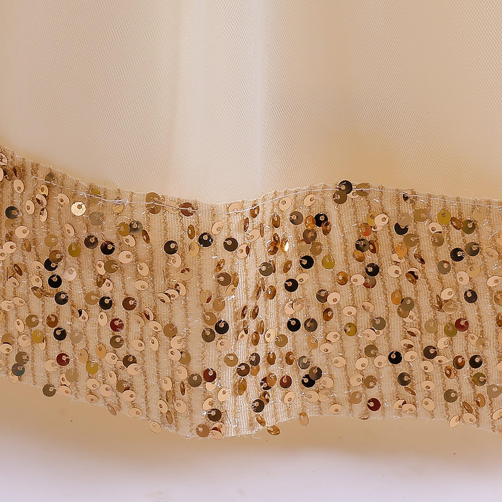 Robe de princesse à manches longues en tulle à paillettes pour filles - Pour concours de beauté, anniversaire, demoiselle d'honneur, mariage, bal de fin d'année