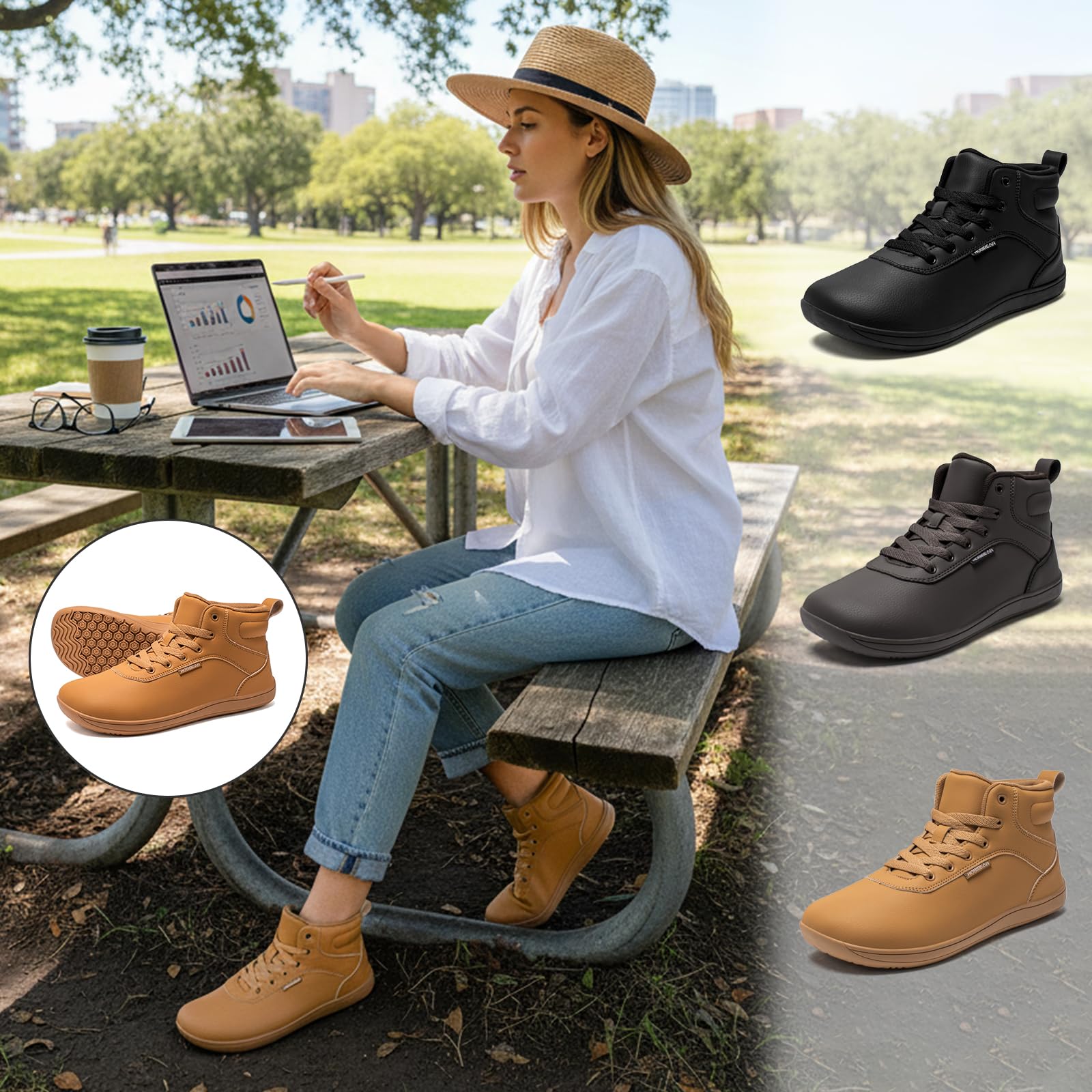 HOBIBARE - Zapatillas impermeables para hombre y mujer | tacón cero (Zero Drop) y dedos libres | Botines transpirables