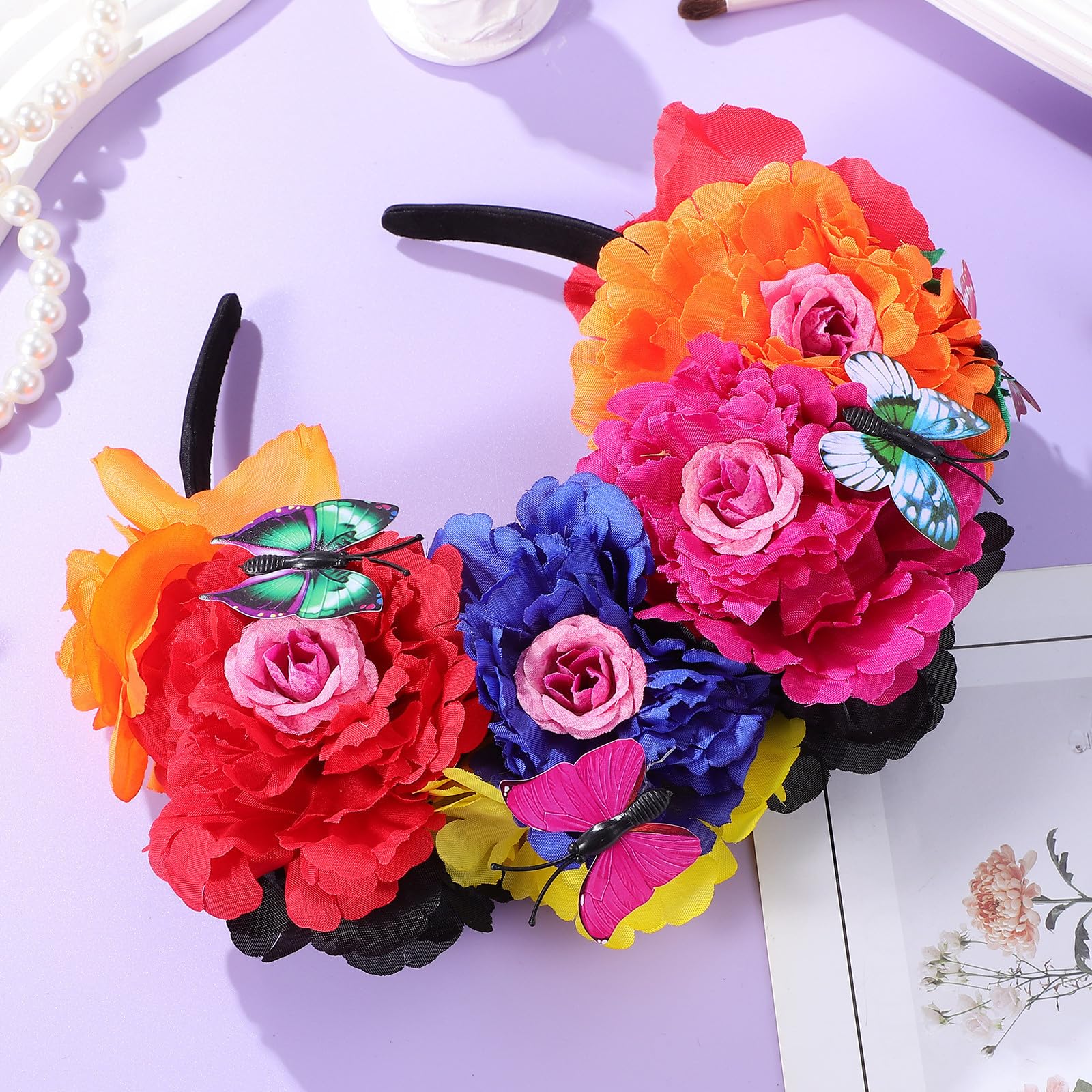 Lot de 5 bandeaux à fleurs pour femme - Accessoires de cheveux légers - Pour festival, mariage