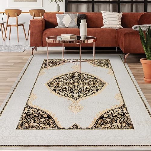 Miniatura 9 de Antep Rugs Babil - Alfombra tradicional dorada de 2 x 10 pies, con borde oriental de alta y baja textura, color beige y verde, 2 x 10 pies