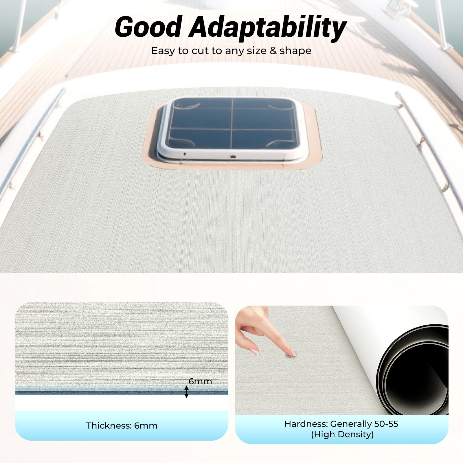 90 x 240 x 0,6 cm Eva-schuim dekbeslag voor boten jachtmarine vloerbedekking antislip tapijt met kleefrug (grijs &zwart