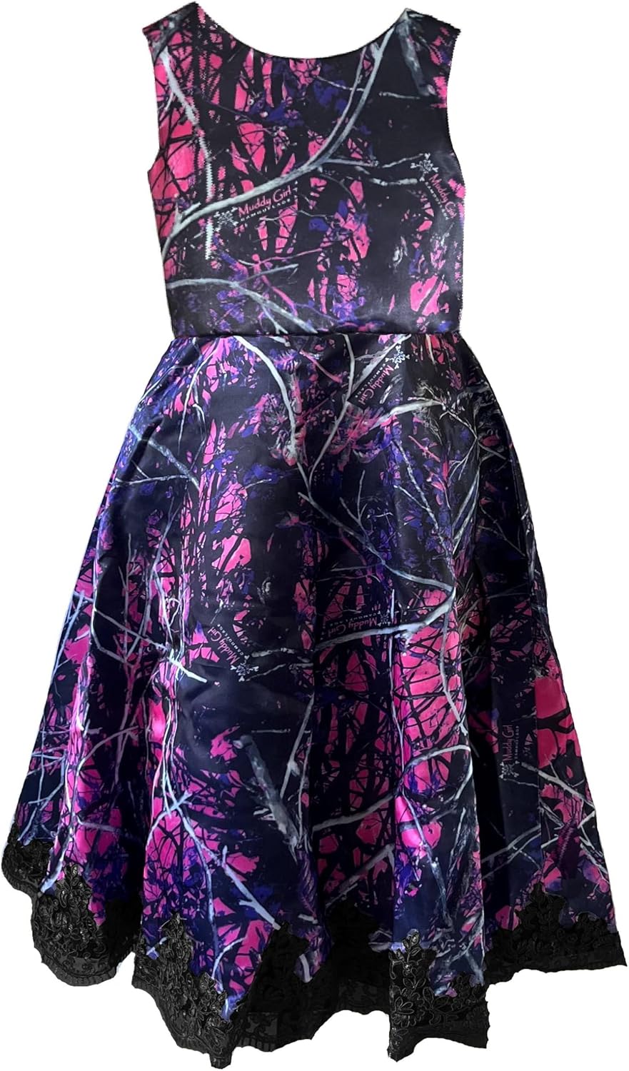 DINGZANCAMO Muddy Girl Camo Special Occasion Party Dress Mini Bridesmaid Gown Lace