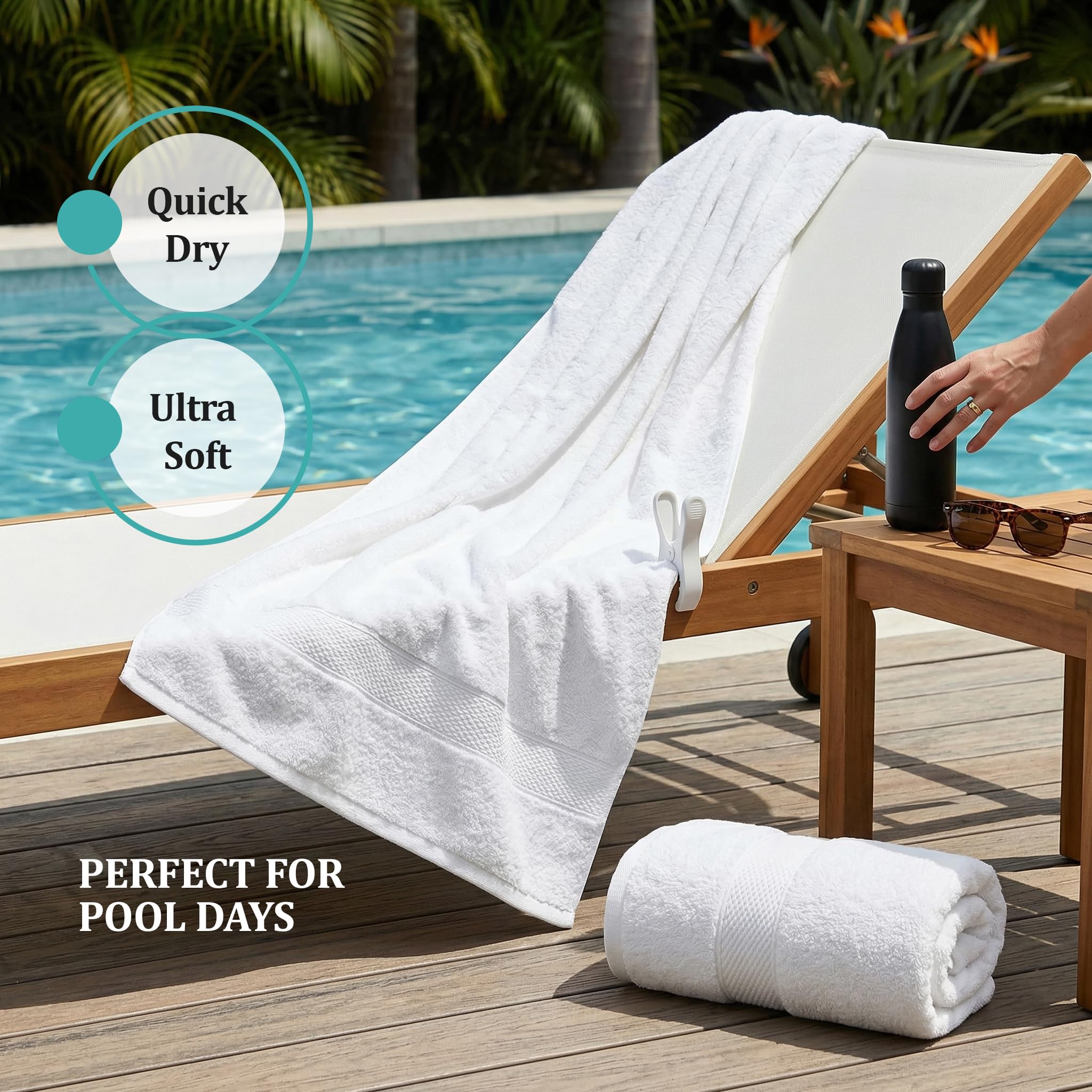 MistyMorning Lot de 2 draps de bain extra larges (90 x 190 cm), 100 % coton 500 g/m², super doux, très absorbants, séchage rapide