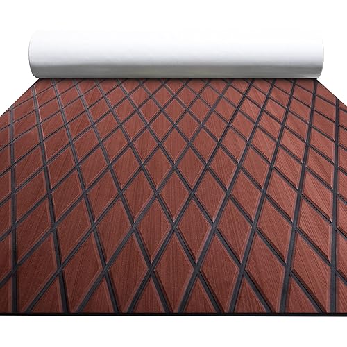 FOCEAN Boat Flooring EVA Foam Boat Decking Marine Flooring Marine Carpets for Boats Kayak Swimming Pools, 94.5''x 47.2'', Dark Brown with Black Lines