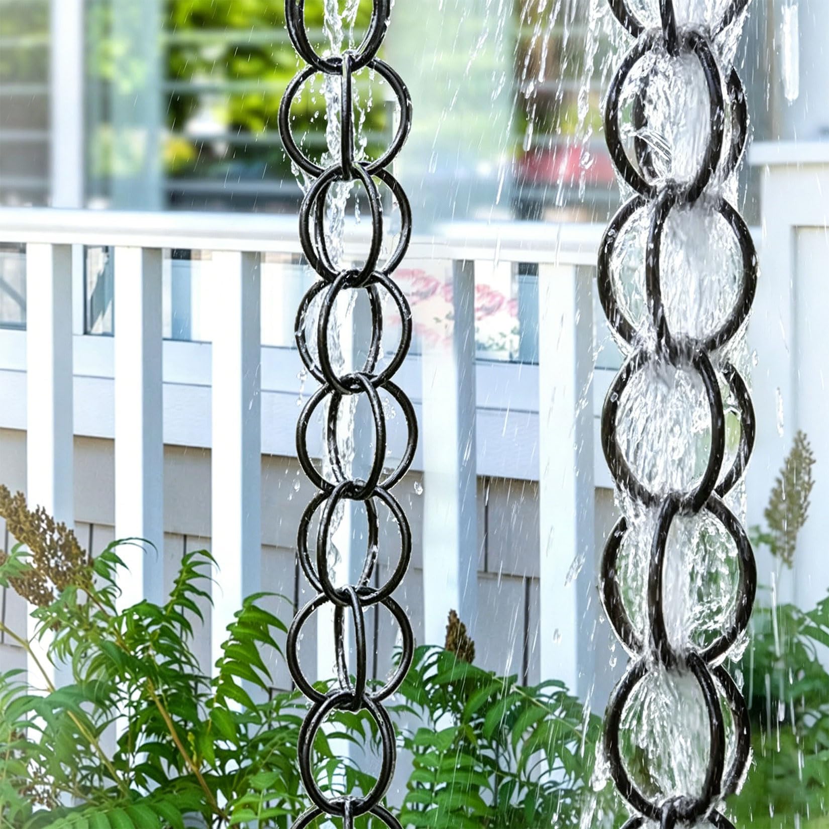 UZAMIRLEX Rain Chain, Japanese Rain Chain Gutter Aluminum Double-Ring Multicolor Eaves Drainage Various Sizes(1.2m(4ft))