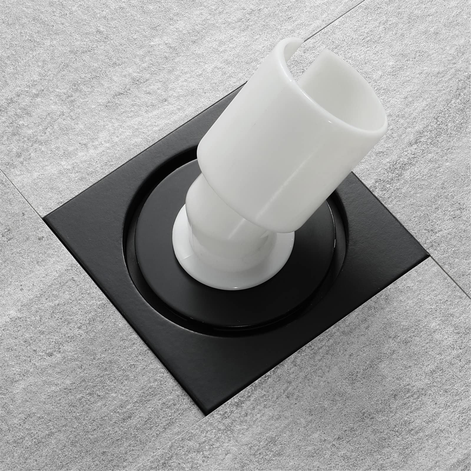 Drenaje de Piso para Lavadora con Cubierta de Patrón Redondo Extraíble, Desagüe de Ducha de latón Negro Desagüe de Lavabo de Baño con Coladores (10 x 10 cm)