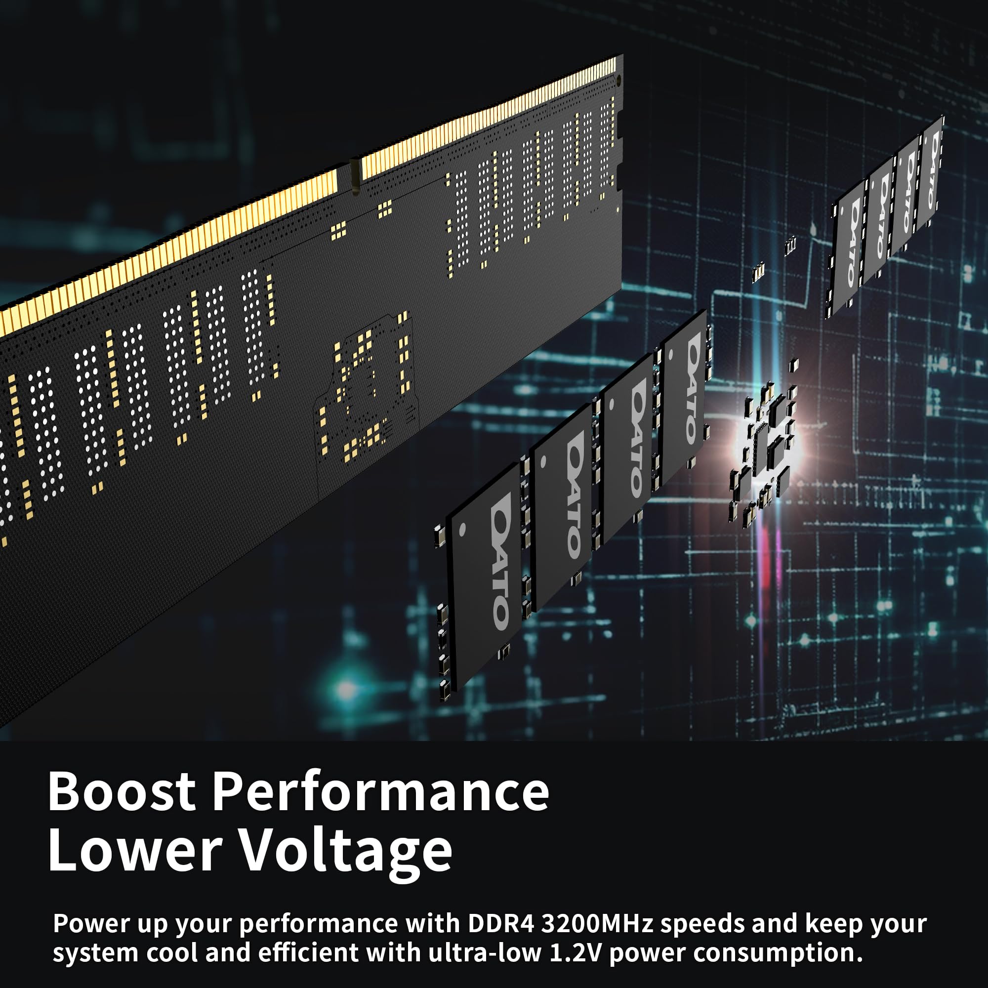DATO 32GB (16GBx2) RAM, DDR4 3200MHz PC4-25600 CL22 1.2V 288