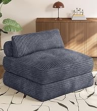 Plush Corduroy Folding Sofa Bed, Free Setup Floor Beds, 34" Boneless Couch for Small Spaces, Corner Chair, Convertible Sleeper Chair, Corner Couch, Foldable Sleeper Sofa Beds, Grey