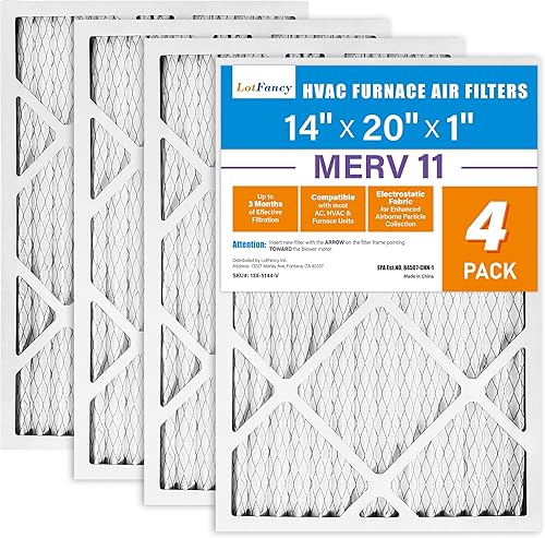 Miniatura 9 de LotFancy Filtro de aire MERV 11 de 14 x 20 x 1 pulgadas, paquete de 4 filtros de aire para horno de CA, plisado electrostático, captura el polvo, el