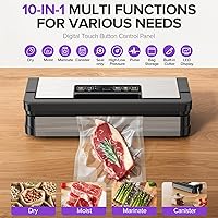 Vista 2 de 95kPa Vacuum Sealer Machine, Fully Automatic Food Sealer, Touch Display, 10-in-1 Functions & Powerful Sealing System with Double Heat Seal