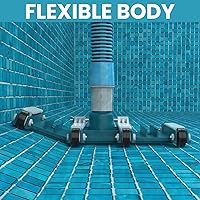 Vista 5 de POOLWHALE Cabezal de vacío de piscina flexible de 14 pulgadas con ruedas, mango giratorio de control de dirección para piscinas enterradas y sobre