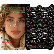8Pcs Makeup Patchesfor Christmas,Face Glitter Patches,Glitter Freckles Face Tattoo, Sparkle Makeup Patches,Glow Up Makeup Patches,Waterproof Face Glitter Patches for Festivals and Crazy Party