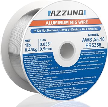 AZZUNO Magnesium Aluminum Mig Welding Wire, ER5356 0.035" Aluminum Mig Wire, 1-LB, 1-PACK