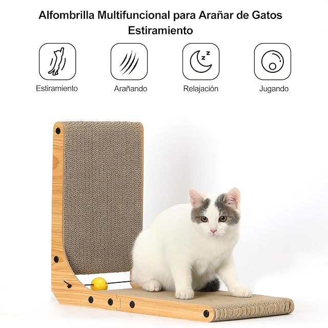Foto 2 de 8 de FUKUMARU Rascador para Gatos en Forma de L, 48 cm