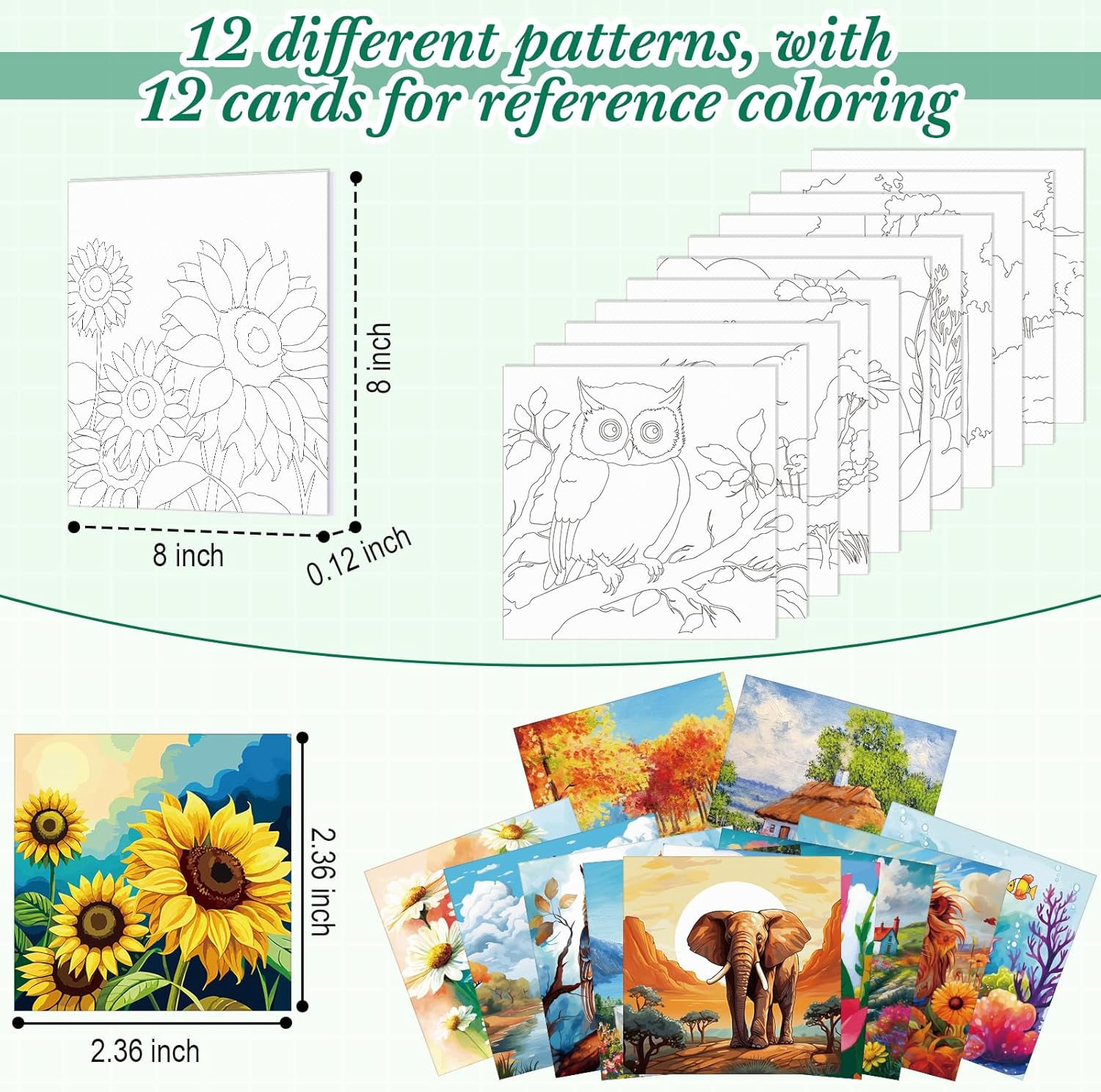 Sherr 12 Pcs Pre Drawn Canvas Pre Printed Canvas for Adults Sip and Paint Party Canvases Painting Kit for Summer Easter Mother's Day Party Favor(Mixed Style,8 x 8 Inch)