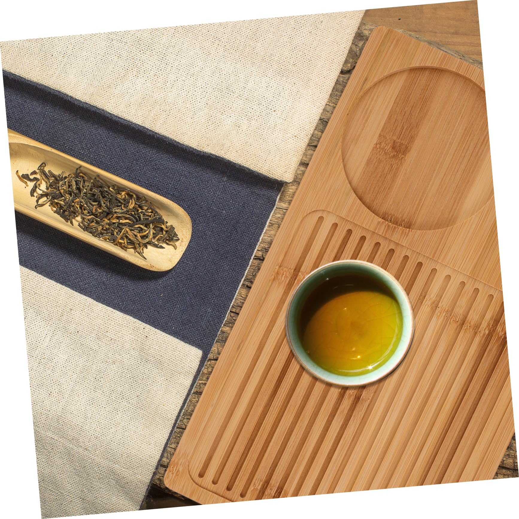 Bandeja Rectangular de Bambú Bandeja Decorativa para Servir Tazas de Té y Snacks Hogar