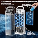 Climatiseur Mobile 6 in 1, Climatiseur Portable Silencieux avec Refroidisseur d'air 1200ml, 1-12H Minuteries, 4 Vitesses, 120°Oscillation, Touches Tactiles (Blanc sucre) - 3
