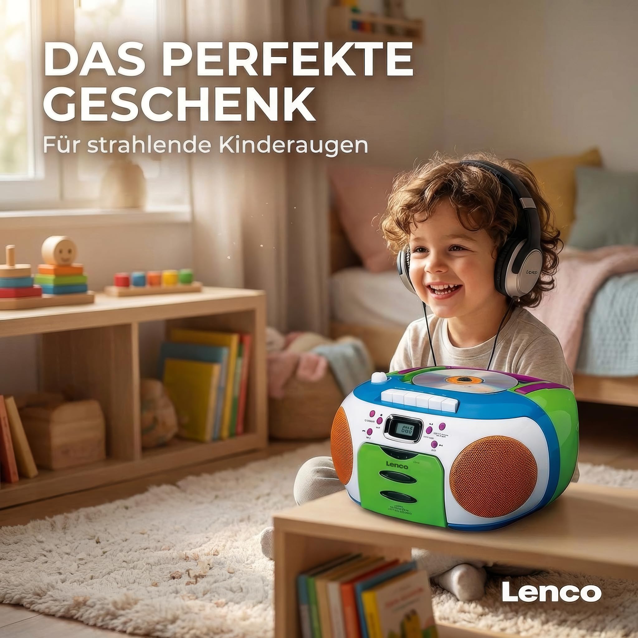 Lenco SCD-971 - CD Player - Radio CD Player - auch für Kinder - Tragbar | CD Spieler -Kinderradio - Kassettenradio mit CD - Kassettenspieler - Kopfhöreranschluss