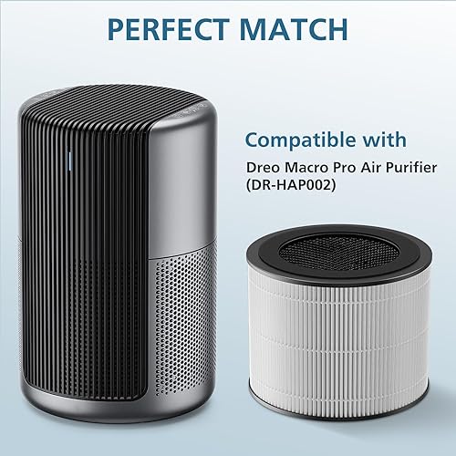 Miniatura 2 de DR-HAP002 Filtro de repuesto True HEPA compatible con Dreo Macro Pro, Macro Pro S DR-HAP002 Air Puri fier, con filtración profunda de 3 etapas,