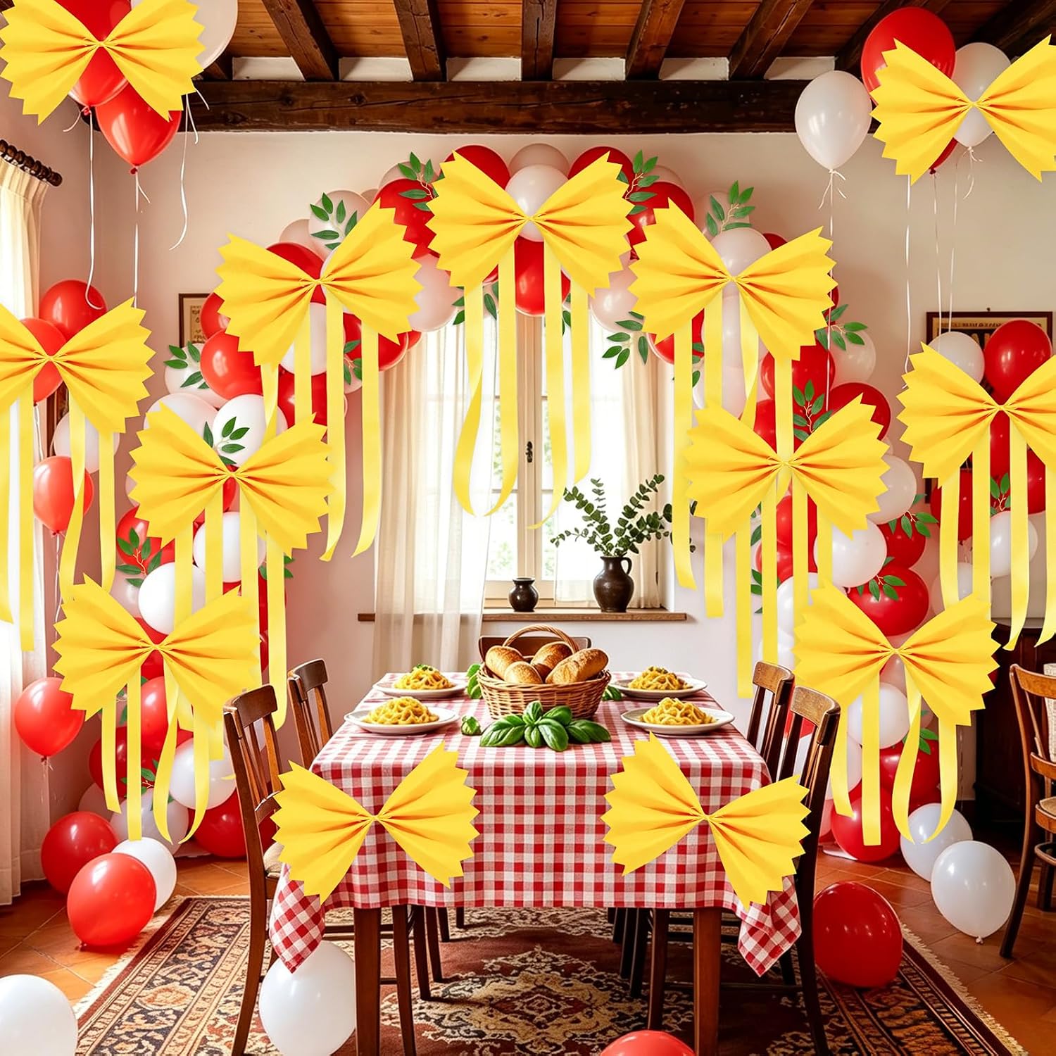 Pasta Party Decorations 123Pcs DIY Yellow Farfalle Craft Kit