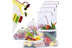 Eco-Friendly Reusable Mesh Produce Bags for Refrigerator Storage