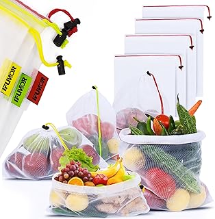 15-Pack Reusable Produce Bags – Heavy Duty Washable Mesh Grocery & Veg...