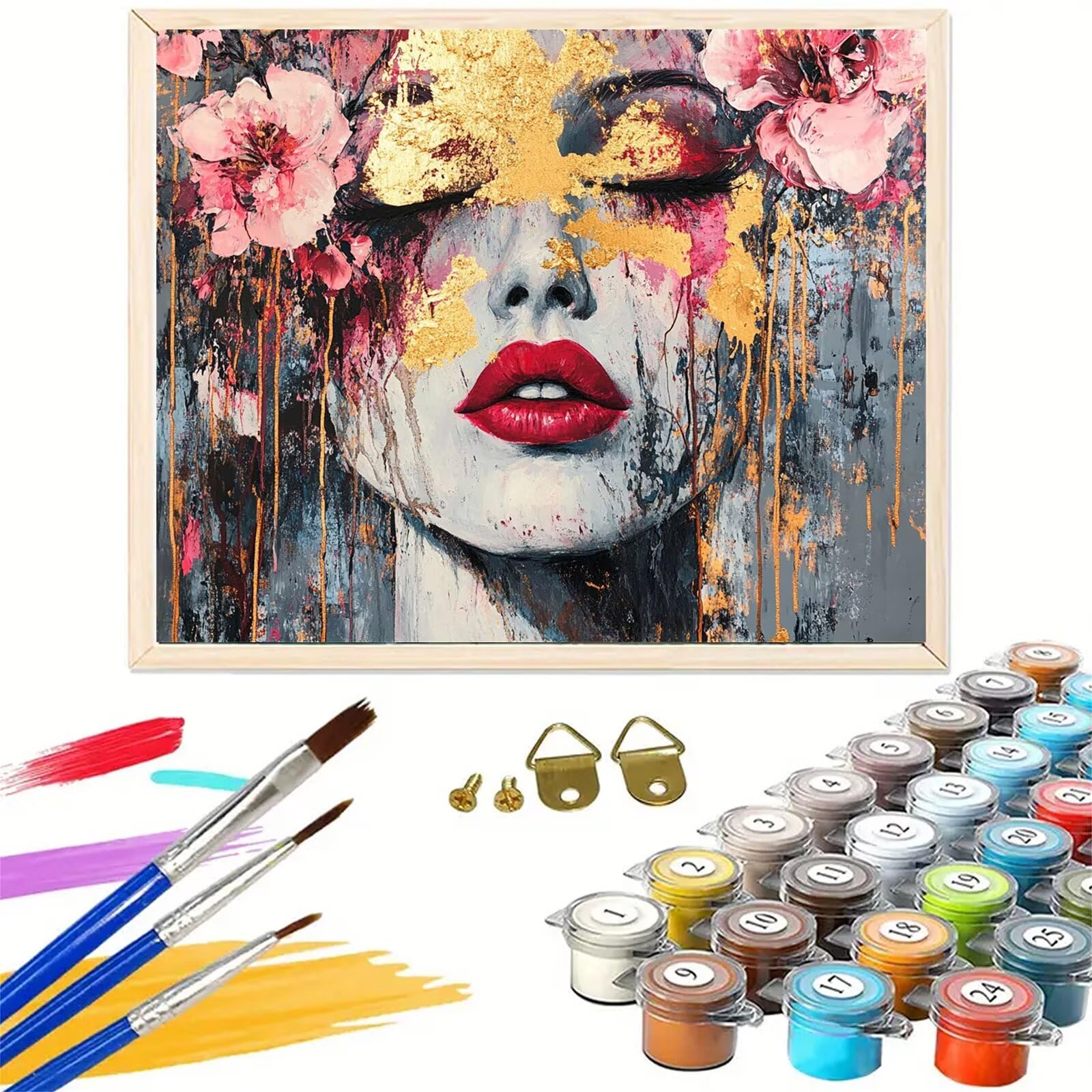Retro Malen Nach Zahlen Erwachsene mit Rahmen, Malen Nach Zahlen Frau Paint by Numbers Adult Knitterfreie Leinwand Kit, DIY Handgemalt Ölgemälde Kreativ Set, Geschenke für Frauen 60X80CM,kk-628